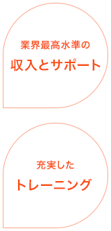 業界最高水準の収入とサポート 充実したトレーニング